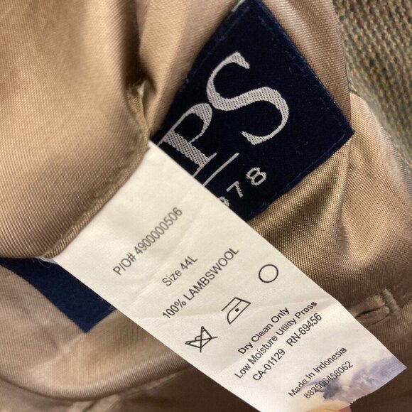 Chaps Ralph Lauren 100% Lambswool Tweed Blazer Mens 44L Sports Jacket Tan Green - Picture 14 of 16